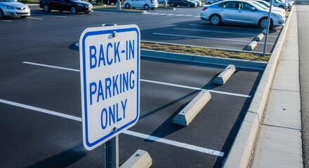 Back-In Parking Space Sign Declares Designated Area For Reverse Vehicle Entrance