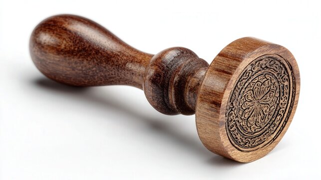 Wooden stamp isolated on white background