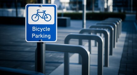 Bicycle Parking Zone Sign Indicating Cycling Infrastructure And Designated Space For Bikes