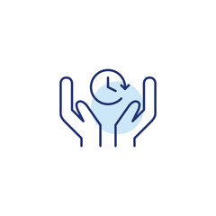 Hands and clock. Time management, support and living. Pixel perfect, editable stroke vector icon