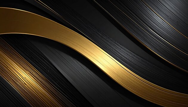 Gold bands on sleek black, dark gray abstract