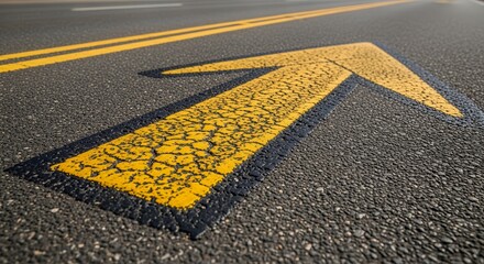 Arrow Direction Marking on Asphalt Road Surface, Guidance and Navigation Concept