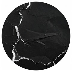 Torn black paper, circular. Edges frayed, white peeking