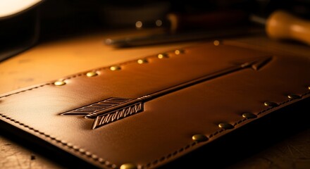 Artisanal Leather Wallet: A Meticulously Crafted Accessory Showcasing Intricate Design