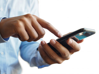 Fototapeta premium Stay connected effortlessly with a sleek smartphone in hand, perfect for modern communication and professional networking in today's fast paced world