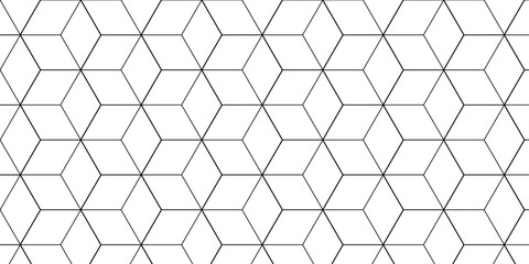 Abstract black square line hexagons seamless hexagon polygonal pattern background. vector seamless creative pattern bright white abstract honeycomb background.	