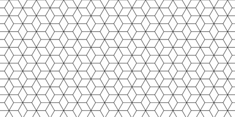 Fototapeta premium Abstract black square line hexagons seamless hexagon polygonal pattern background. vector seamless creative pattern bright white abstract honeycomb background. 
