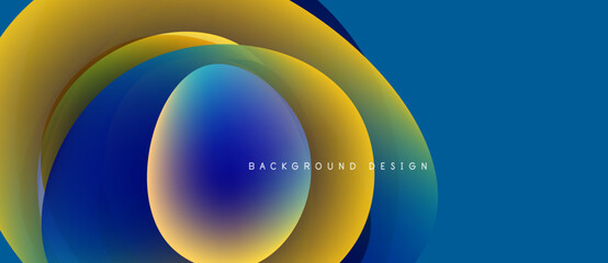 Abstract flowing shapes, vibrant colors, blue yellow gradients. Modern design element for backgrounds, presentations. Smooth transitions visible.