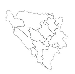 Fototapeta premium White color map of Bosnia and Herzegovina on white background