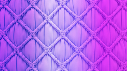 Obraz premium Vibrant quilted texture with soft padding and geometric diamond stitching, illuminated by a mesmerizing purple and pink gradient light, creating a luxurious abstract background