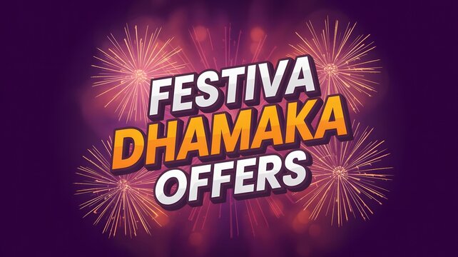 Festive dhamaka offers banner with fireworks and explosion effect, Indian festival shopping sale promotion design
