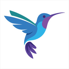 Fototapeta premium Colorful flying hummingbird icon