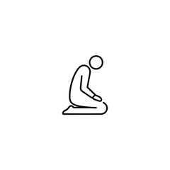 Muslim Man Sitting In Tashahhud Prayer Icon