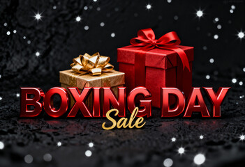 Boxing day sale promotion featuring gifts and glittering background ready for celebration and fun festival shopping