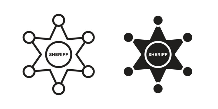 Badge Sheriff icons of black colored in various styles