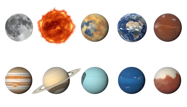 Solar system planets represented as easter eggs on a white background
