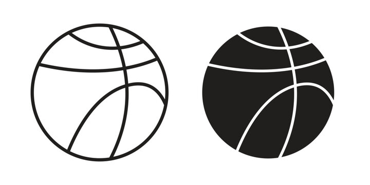Basketball icons of black colored in various styles