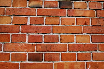 Détail de mur de briques neuf. Briques et mortier.