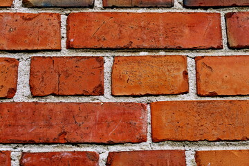 Détail de mur de briques neuf. Briques et mortier.