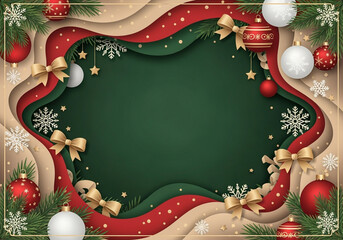 Christmas-themed digital art festive background with green center and Christmas decorations