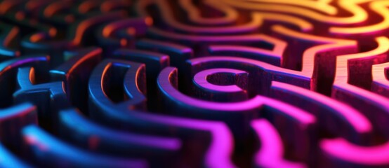 Colorful maze design with intricate patterns