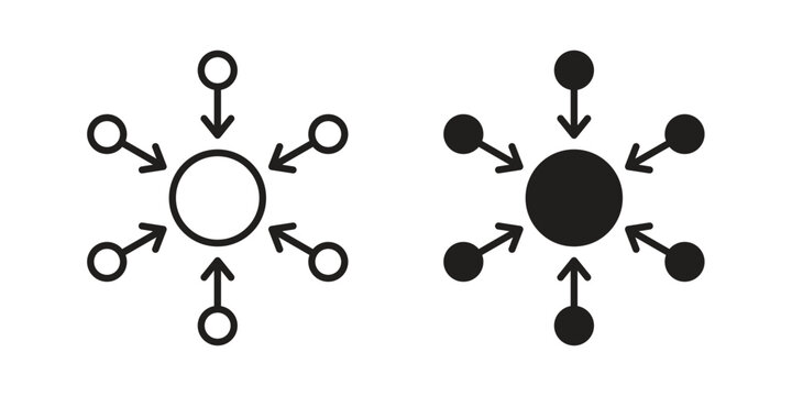 Centralized icons of black colored in various styles