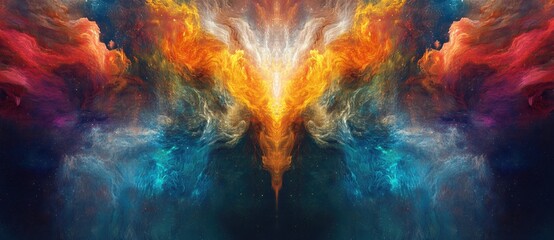 Vibrant cosmic nebula in a colorful explosion