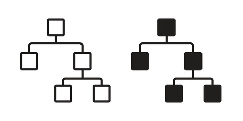 Chart tree icons of black colored in various styles