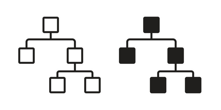 Chart tree icons of black colored in various styles