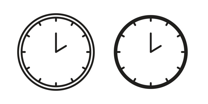 Clock two icons of black colored in various styles