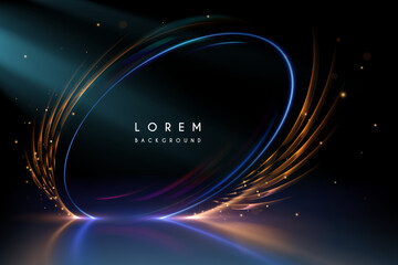 Light circle frame template with sparks