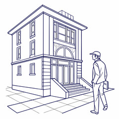 Architectural Blueprint Elements | Technical Building Line Art Vector Set