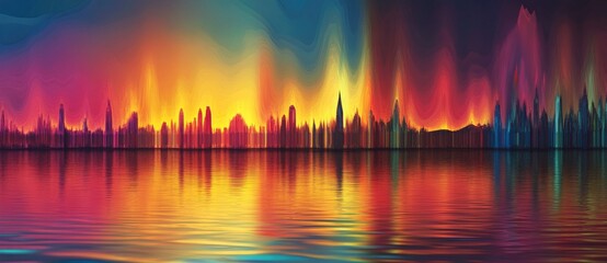 Colorful light reflections on water