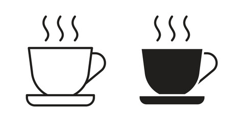Coffee icons of black colored in various styles