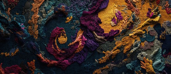 Colorful textile art showcasing intricate patterns