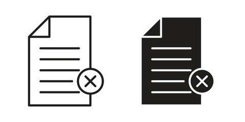 Delete Document icons of black colored in various styles