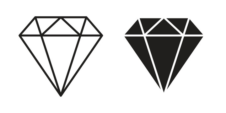 Diamond icons of black colored in various styles