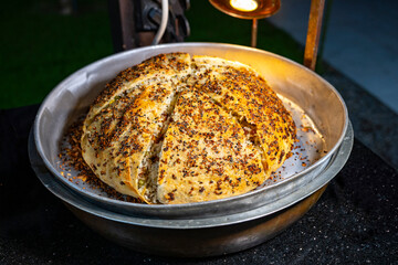 Platter of antipasti and appetizers. Mix of dried meat Jerky . From chicken , beef and pork. wine snacks. Luxury hotel open buffet with a wide variety of meats. Lamb kebab