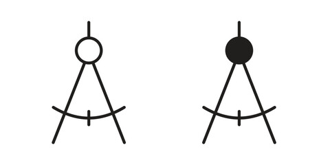 Drafting compass icons of black colored in various styles