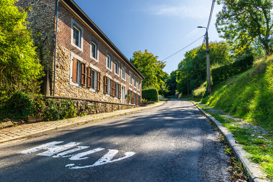 Wall of Huy steep road finish of Fl�che Wallonne cycling race Belgium