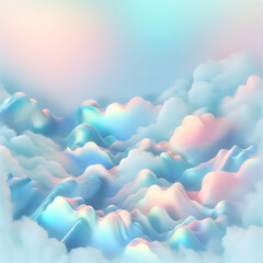 Soft pastel blue background with iridescent, fluid and flowing lines, abstract wave texture, dreamy, ethereal, shimmering, delicate gradients, copy space
