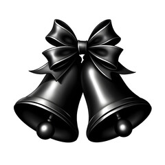 Elegant Bells: Two exquisite bells, their dark surfaces and tied together by a classic bow, radiate a timeless charm and sophisticated elegance.
