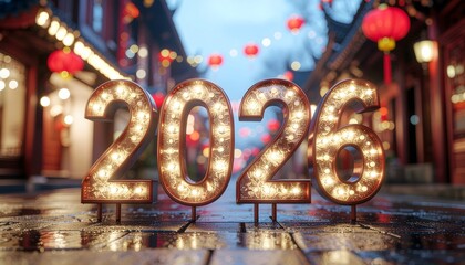 Generative AI illustration. Happy Chinese new year 2026 year of the horse with beautiful scenery in the background