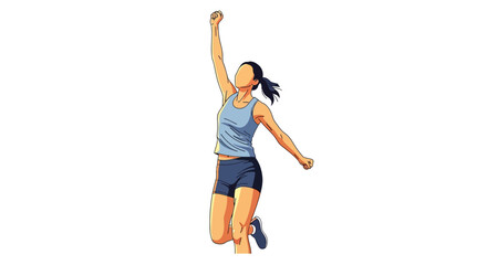 Energetic Woman Jumping in Celebration Expressing Joy and Success