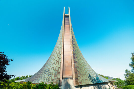 Modern Slettebakken Church architecture in Bergen Norway on a clear day