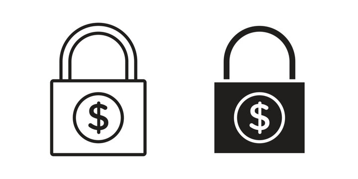 Fixed price icons of black colored in various styles