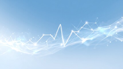 A striking abstract representation of data waves, showcasing a dynamic interplay of lines against a soft blue background.