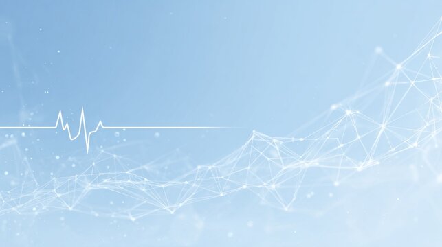 A light blue background with an abstract wave pattern resembling a heartbeat line, symbolizing data or technology themes.