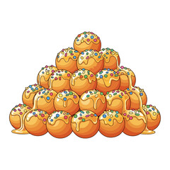 Traditional Italian Christmas Struffoli Dessert Vector Illustration  
