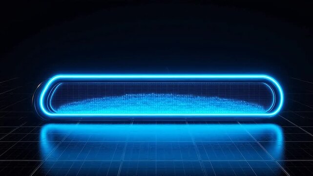 Blue neon light on reflective floor